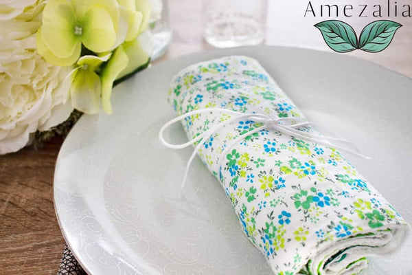 Serviettes de table fleurs en tissu fabrication artisanale – Amécla